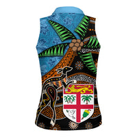 Fiji and Australia Women Sleeveless Polo Shirt Fijian and Aboriginal mix Culture