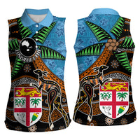 Fiji and Australia Women Sleeveless Polo Shirt Fijian and Aboriginal mix Culture