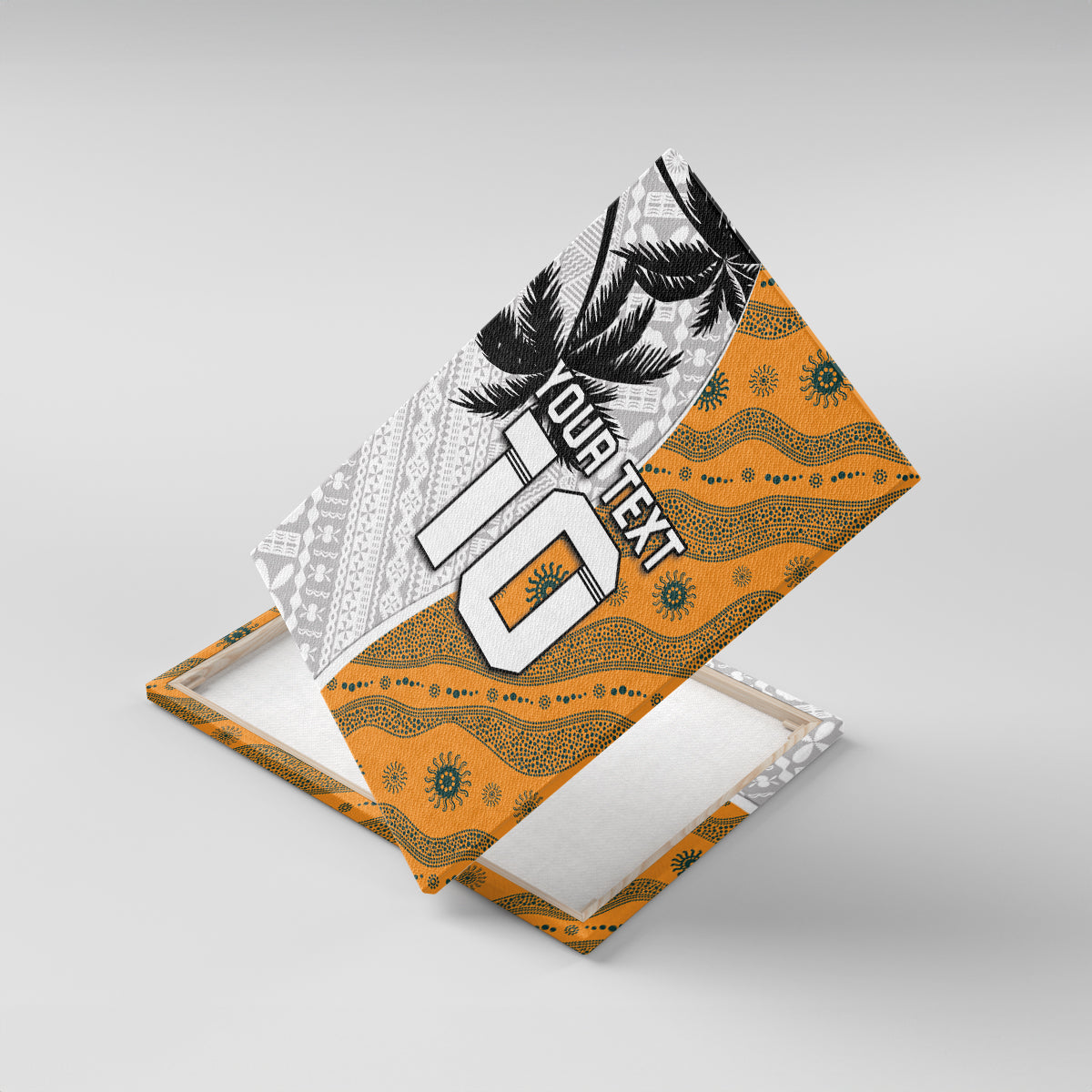 Custom Fiji and Australia Rugby Canvas Wall Art Tapa Mix Aboriginal Pattern Half Style