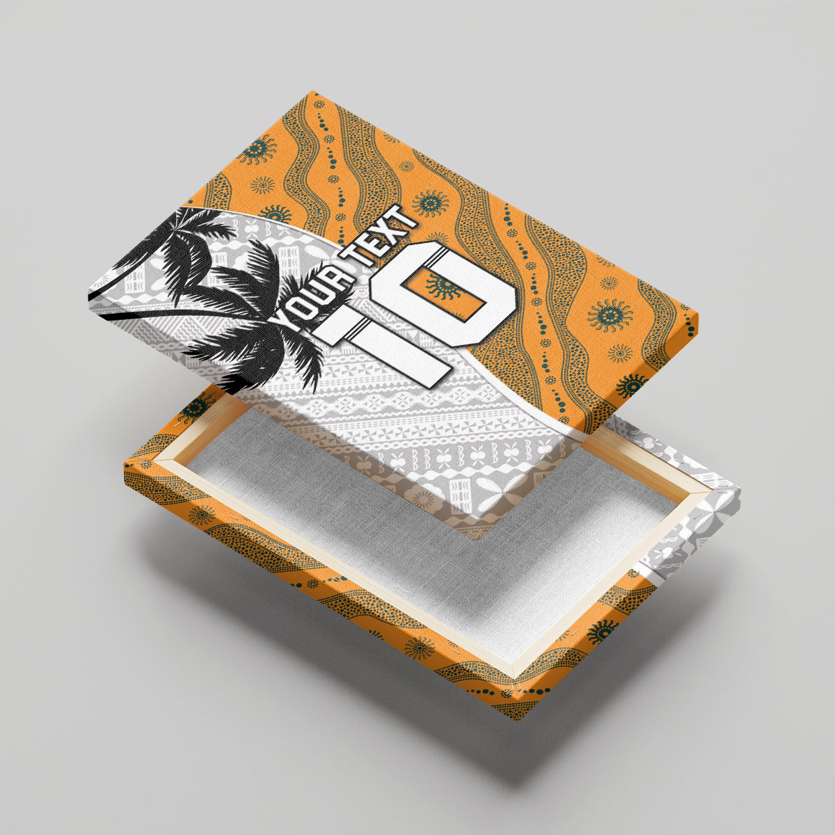 Custom Fiji and Australia Rugby Canvas Wall Art Tapa Mix Aboriginal Pattern Half Style