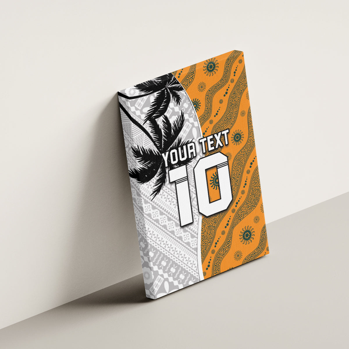 Custom Fiji and Australia Rugby Canvas Wall Art Tapa Mix Aboriginal Pattern Half Style