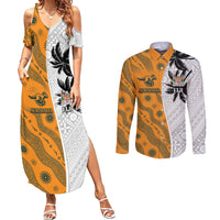 Custom Fiji and Australia Rugby Couples Matching Summer Maxi Dress and Long Sleeve Button Shirt Tapa Mix Aboriginal Pattern Half Style