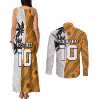 Custom Fiji and Australia Rugby Couples Matching Tank Maxi Dress and Long Sleeve Button Shirt Tapa Mix Aboriginal Pattern Half Style