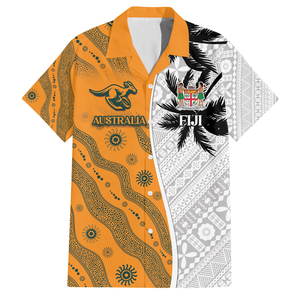 Custom Fiji and Australia Rugby Family Matching Summer Maxi Dress and Hawaiian Shirt Tapa Mix Aboriginal Pattern Half Style