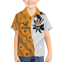 Custom Fiji and Australia Rugby Family Matching Tank Maxi Dress and Hawaiian Shirt Tapa Mix Aboriginal Pattern Half Style