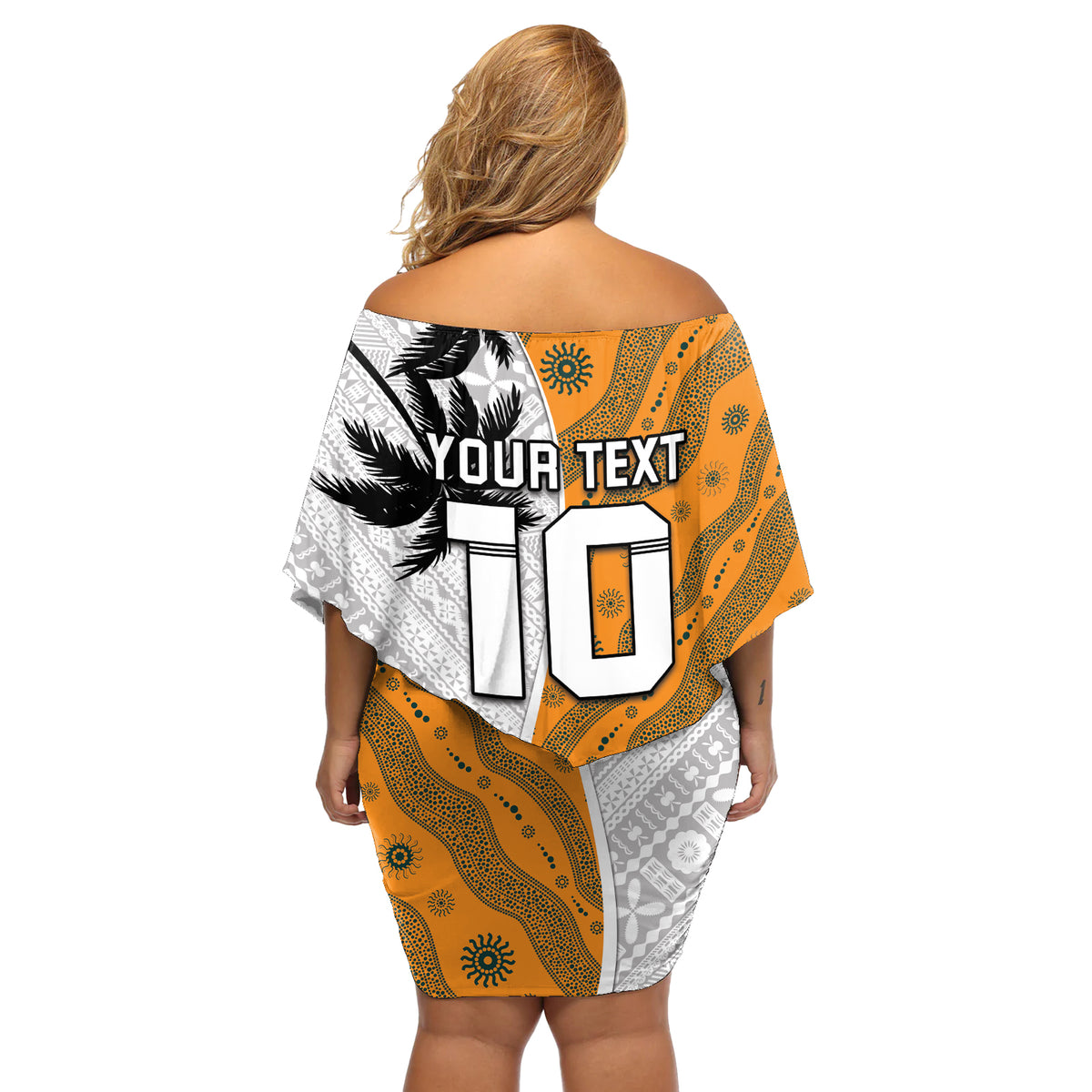 Custom Fiji and Australia Rugby Off Shoulder Short Dress Tapa Mix Aboriginal Pattern Half Style