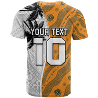 Custom Fiji and Australia Rugby T Shirt Tapa Mix Aboriginal Pattern Half Style