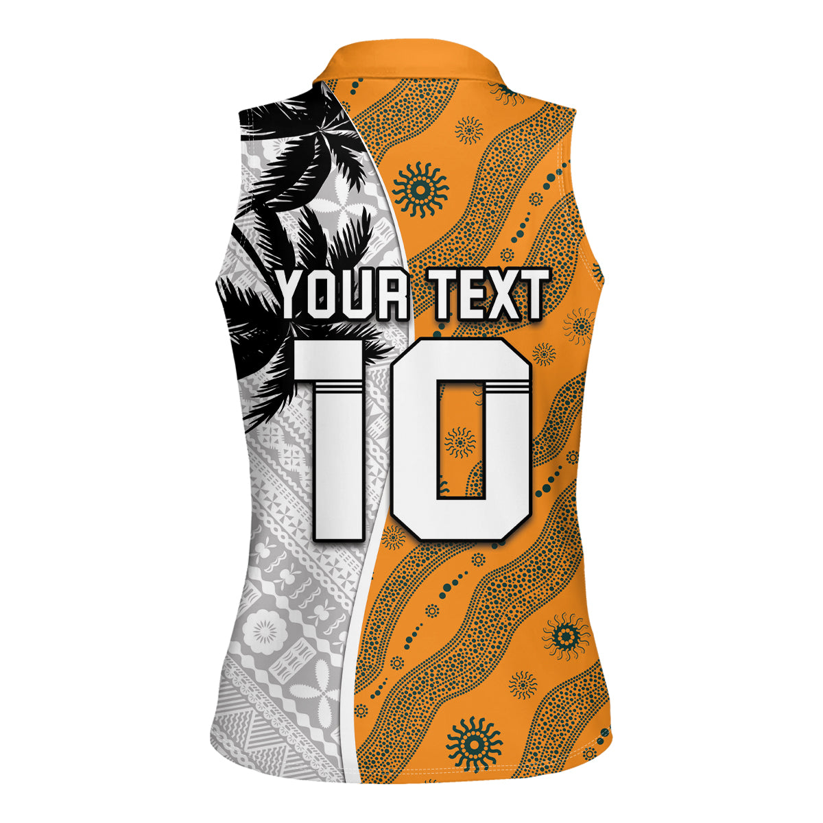 Custom Fiji and Australia Rugby Women Sleeveless Polo Shirt Tapa Mix Aboriginal Pattern Half Style LT03 - Polynesian Pride
