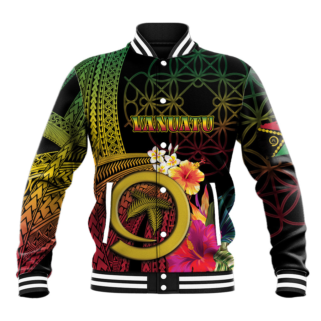 Vanuatu Independence Day Baseball Jacket Sand Drawing Melanesian Vibes LT03 Unisex Black - Polynesian Pride