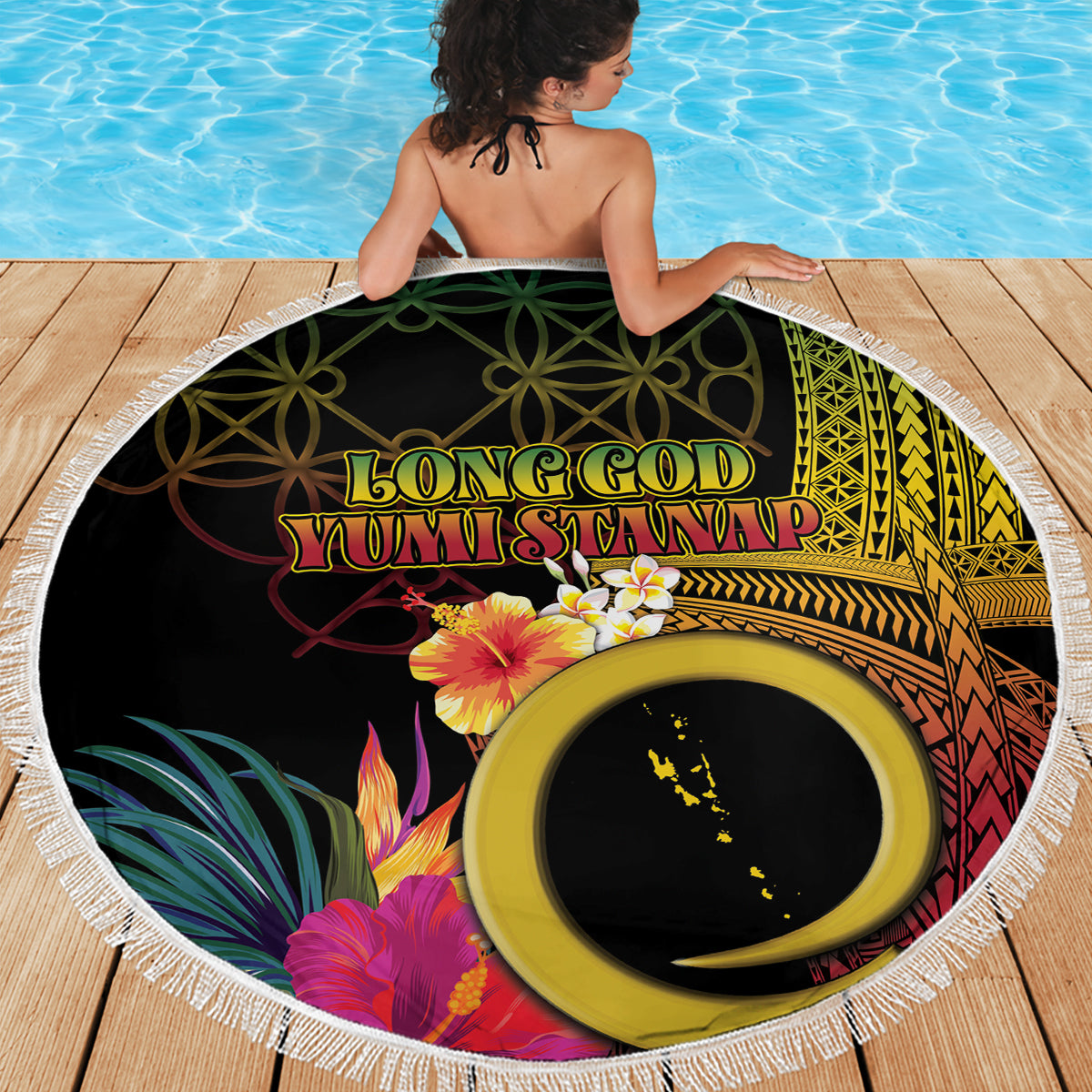 Vanuatu Independence Day Beach Blanket Sand Drawing Melanesian Vibes