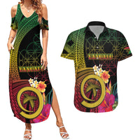 Vanuatu Independence Day Couples Matching Summer Maxi Dress and Hawaiian Shirt Sand Drawing Melanesian Vibes