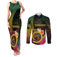 Vanuatu Independence Day Couples Matching Tank Maxi Dress and Long Sleeve Button Shirt Sand Drawing Melanesian Vibes