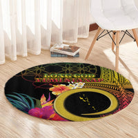 Vanuatu Independence Day Round Carpet Sand Drawing Melanesian Vibes LT03 - Polynesian Pride