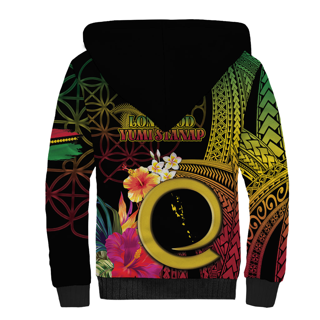 Vanuatu Independence Day Sherpa Hoodie Sand Drawing Melanesian Vibes