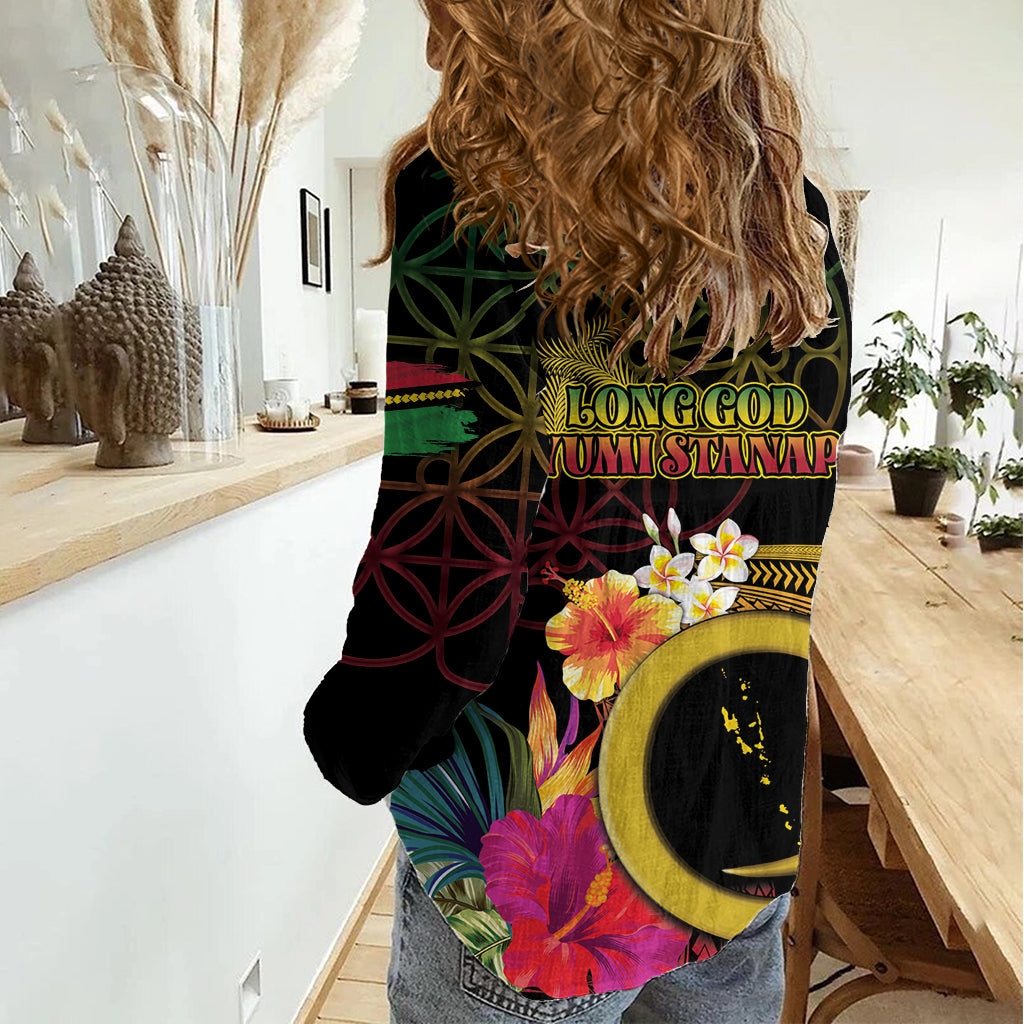 Vanuatu Independence Day Women Casual Shirt Sand Drawing Melanesian Vibes