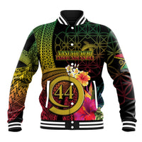 Vanuatu Selebretem 44th Indipendens Dei Baseball Jacket Sand Drawing Melanesian Vibes