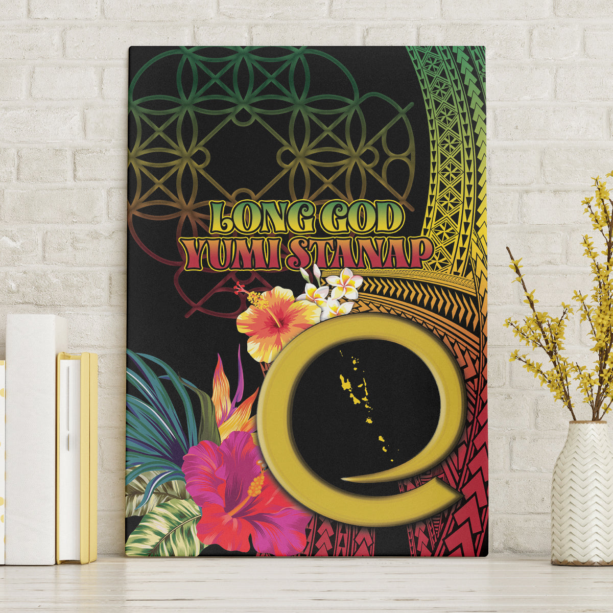 Vanuatu Selebretem 44th Indipendens Dei Canvas Wall Art Sand Drawing Melanesian Vibes