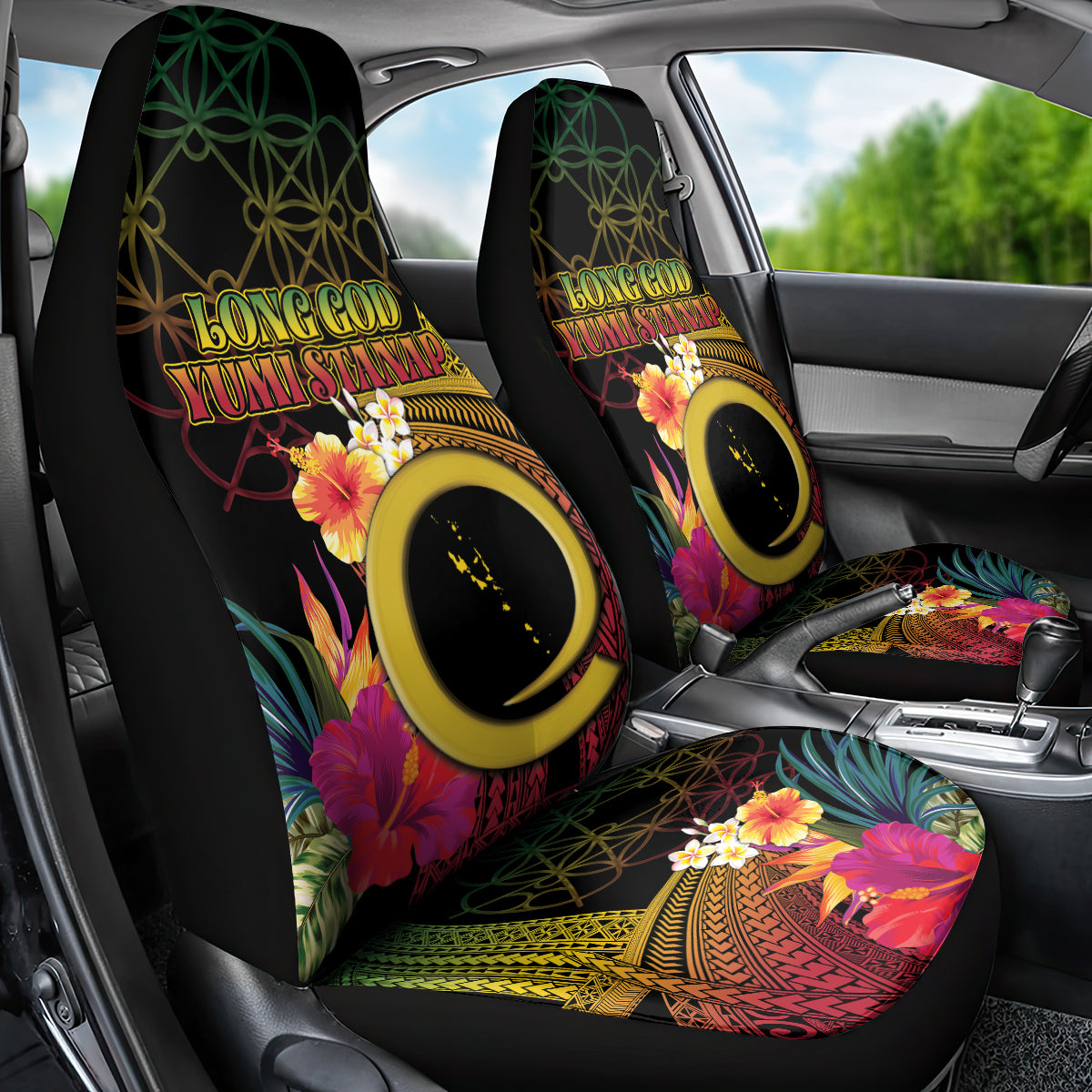 Vanuatu Selebretem 44th Indipendens Dei Car Seat Cover Sand Drawing Melanesian Vibes