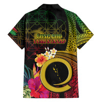 Vanuatu Selebretem 44th Indipendens Dei Family Matching Off The Shoulder Long Sleeve Dress and Hawaiian Shirt Sand Drawing Melanesian Vibes