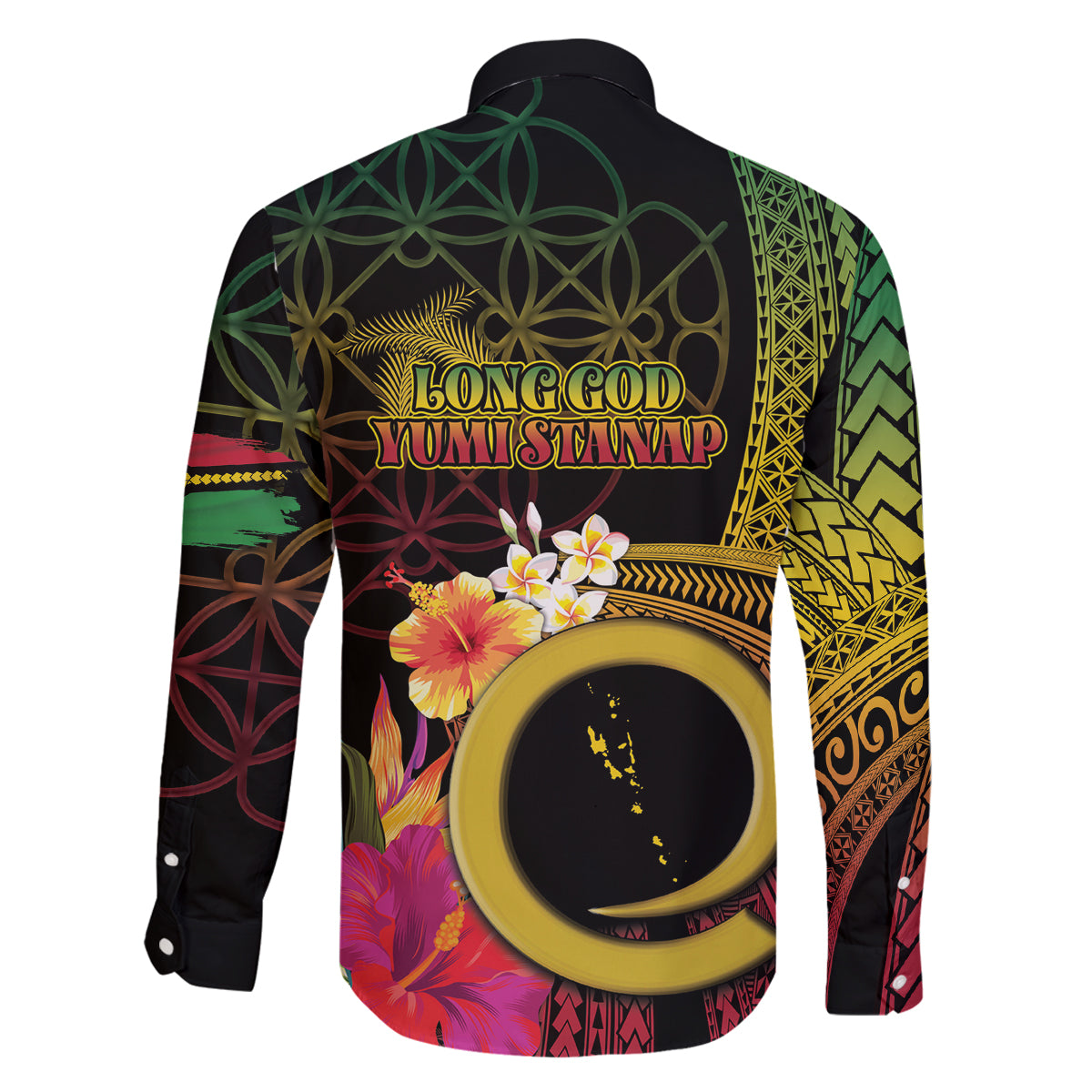 Vanuatu Selebretem 44th Indipendens Dei Family Matching Off The Shoulder Long Sleeve Dress and Hawaiian Shirt Sand Drawing Melanesian Vibes