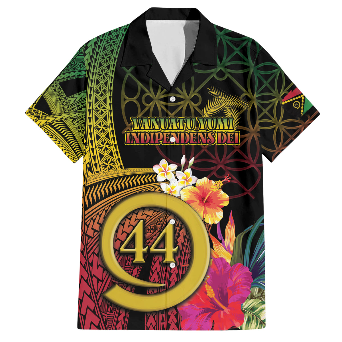 Vanuatu Selebretem 44th Indipendens Dei Family Matching Short Sleeve Bodycon Dress and Hawaiian Shirt Sand Drawing Melanesian Vibes