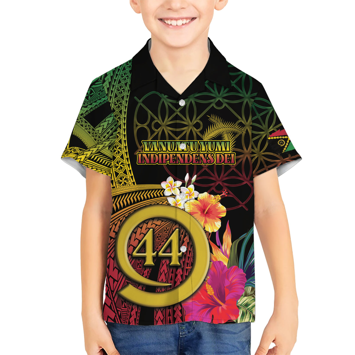 Vanuatu Selebretem 44th Indipendens Dei Family Matching Short Sleeve Bodycon Dress and Hawaiian Shirt Sand Drawing Melanesian Vibes