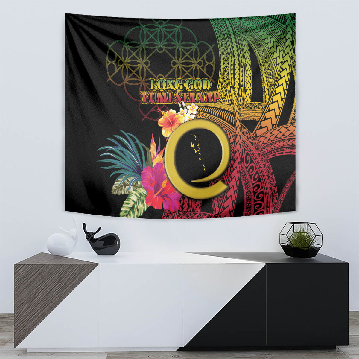 Vanuatu Selebretem 44th Indipendens Dei Tapestry Sand Drawing Melanesian Vibes