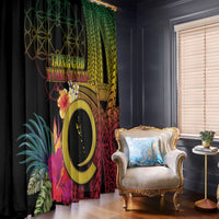Vanuatu Selebretem 44th Indipendens Dei Window Curtain Sand Drawing Melanesian Vibes LT03 - Polynesian Pride