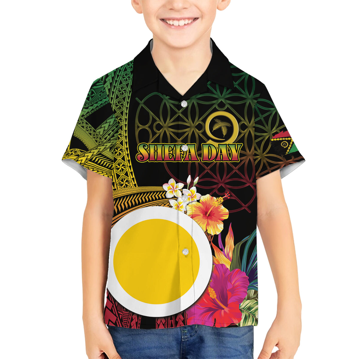 Vanuatu Shefa Day Family Matching Summer Maxi Dress and Hawaiian Shirt Sand Drawing Melanesian