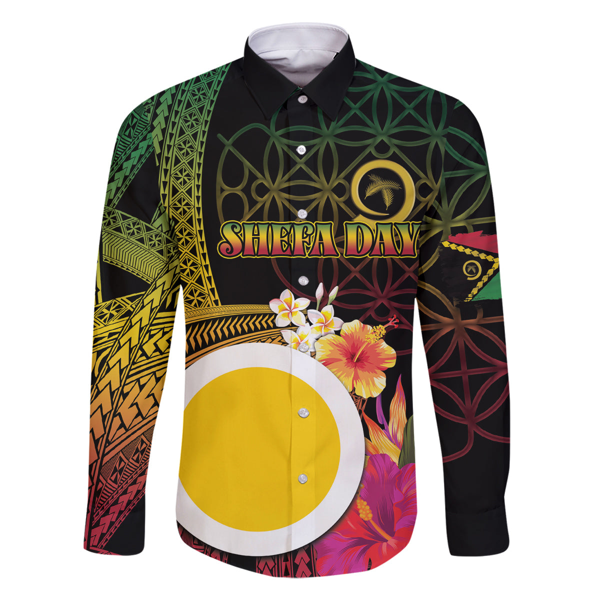 Vanuatu Shefa Day Family Matching Tank Maxi Dress and Hawaiian Shirt Sand Drawing Melanesian