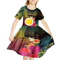 Vanuatu Shefa Day Kid Short Sleeve Dress Sand Drawing Melanesian