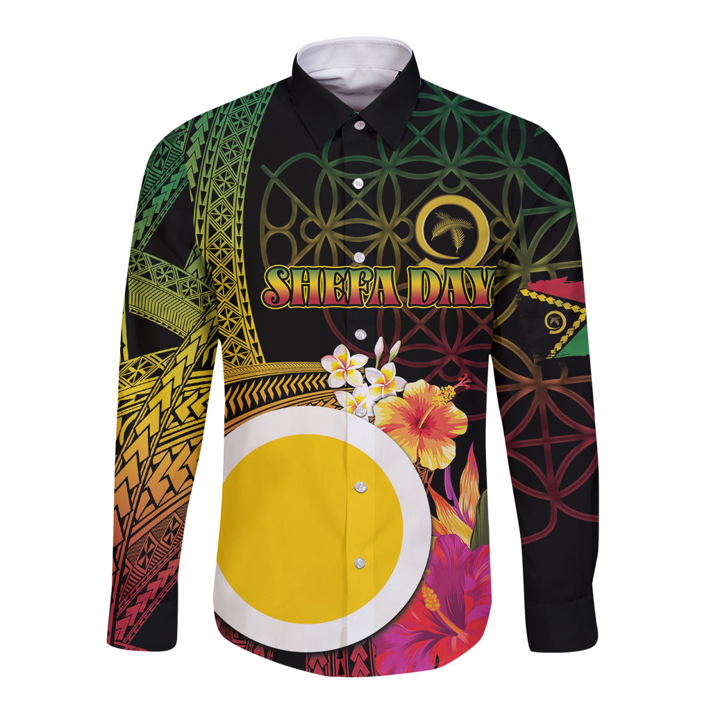 Vanuatu Shefa Day Long Sleeve Button Shirt Sand Drawing Melanesian