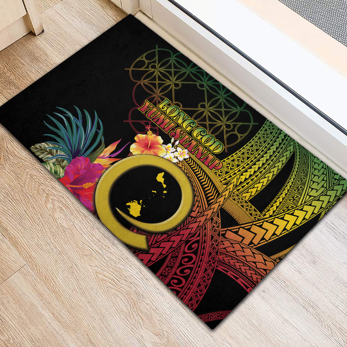 Vanuatu Shefa Day Rubber Doormat Sand Drawing Melanesian