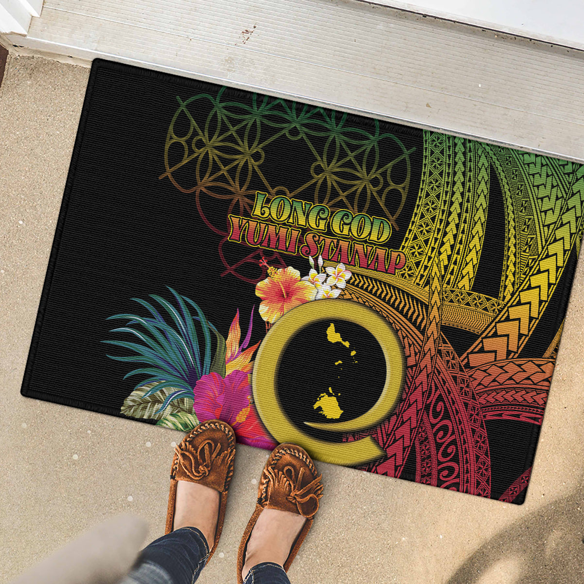 Vanuatu Shefa Day Rubber Doormat Sand Drawing Melanesian