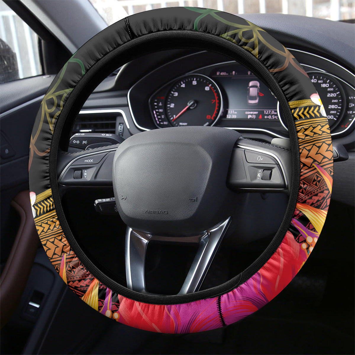 Vanuatu Shefa Day Steering Wheel Cover Sand Drawing Melanesian