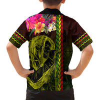 Hawaiian Reggae Music Family Matching Off Shoulder Short Dress and Hawaiian Shirt Jamaica Singer Tribal Polynesian and Hibiscus LT03 - Polynesian Pride
