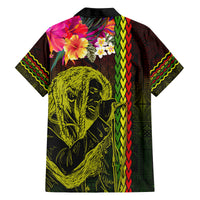Hawaiian Reggae Music Family Matching Off Shoulder Short Dress and Hawaiian Shirt Jamaica Singer Tribal Polynesian and Hibiscus LT03 - Polynesian Pride