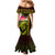 Hawaiian Reggae Music Mermaid Dress Jamaica Singer Tribal Polynesian and Hibiscus