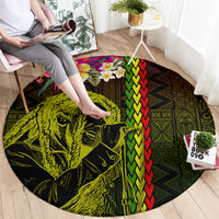 Hawaiian Reggae Music Round Carpet Jamaica Singer Tribal Polynesian and Hibiscus LT03 - Polynesian Pride