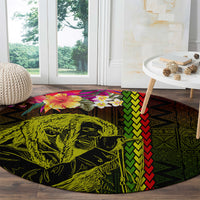 Hawaiian Reggae Music Round Carpet Jamaica Singer Tribal Polynesian and Hibiscus LT03 - Polynesian Pride