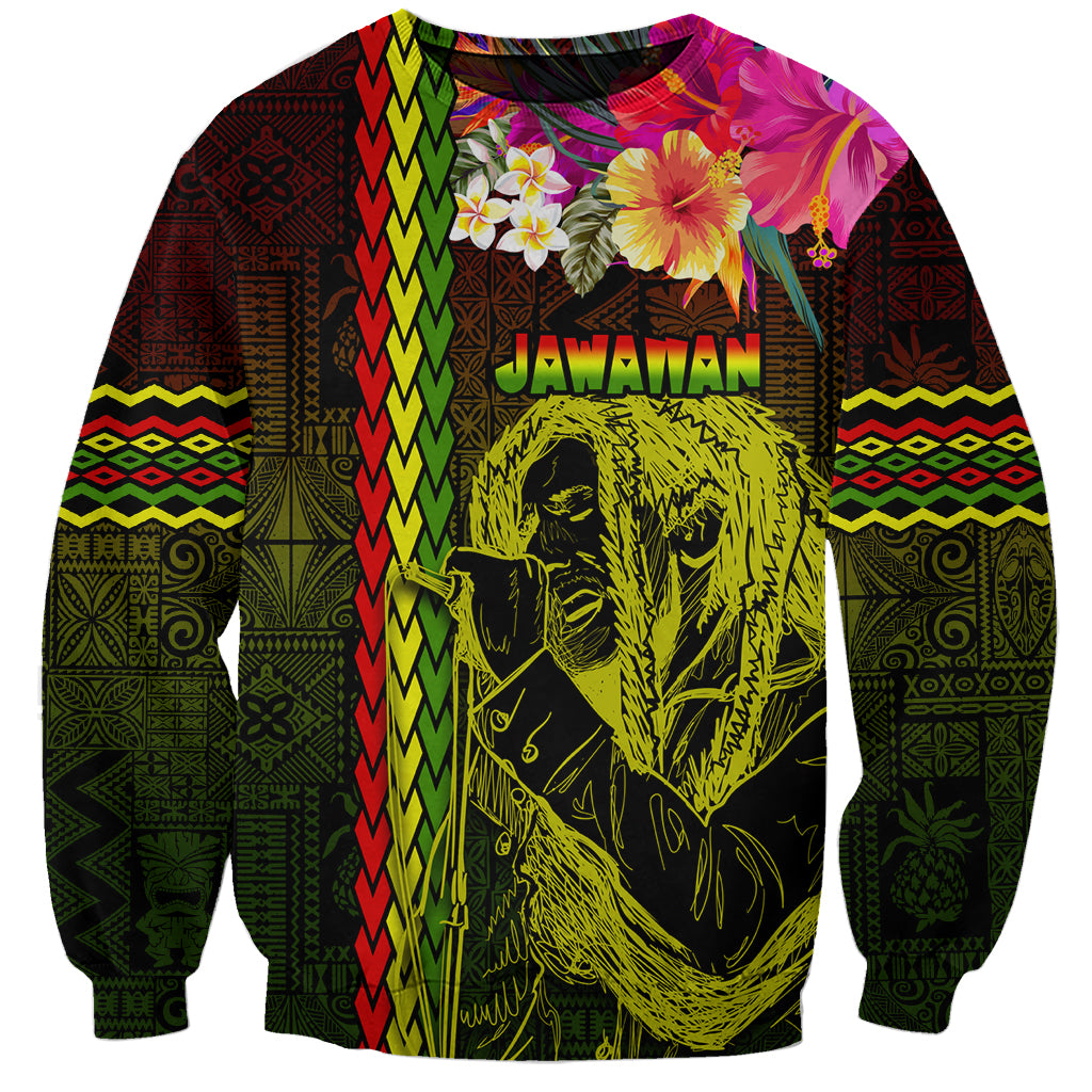 Hawaiian Reggae Music Sweatshirt Jamaica Singer Tribal Polynesian and Hibiscus LT03 Unisex Black - Polynesian Pride