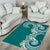 Aloha Polynesian Plumeria Flower Area Rug Teal Color