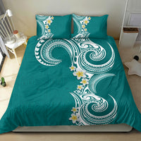 Aloha Polynesian Plumeria Flower Bedding Set Teal Color