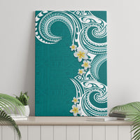 Aloha Polynesian Plumeria Flower Canvas Wall Art Teal Color