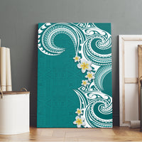 Aloha Polynesian Plumeria Flower Canvas Wall Art Teal Color