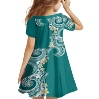 Aloha Polynesian Plumeria Flower Family Matching Summer Maxi Dress and Hawaiian Shirt Teal Color LT03 - Polynesian Pride