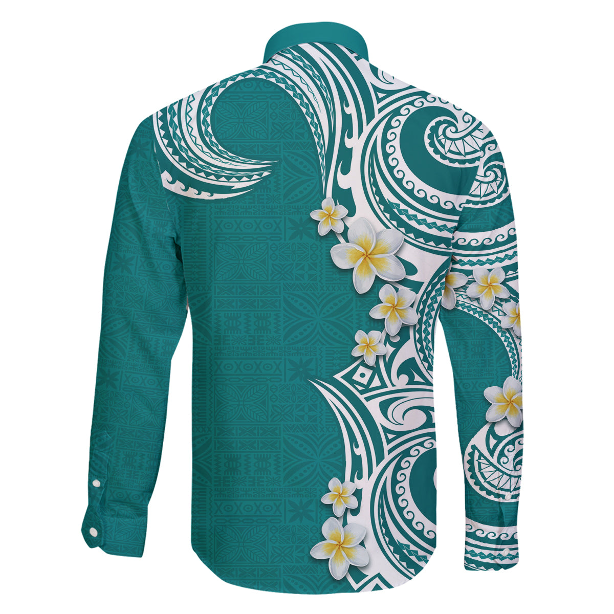 Aloha Polynesian Plumeria Flower Family Matching Summer Maxi Dress and Hawaiian Shirt Teal Color LT03 - Polynesian Pride