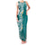 Aloha Polynesian Plumeria Flower Family Matching Tank Maxi Dress and Hawaiian Shirt Teal Color