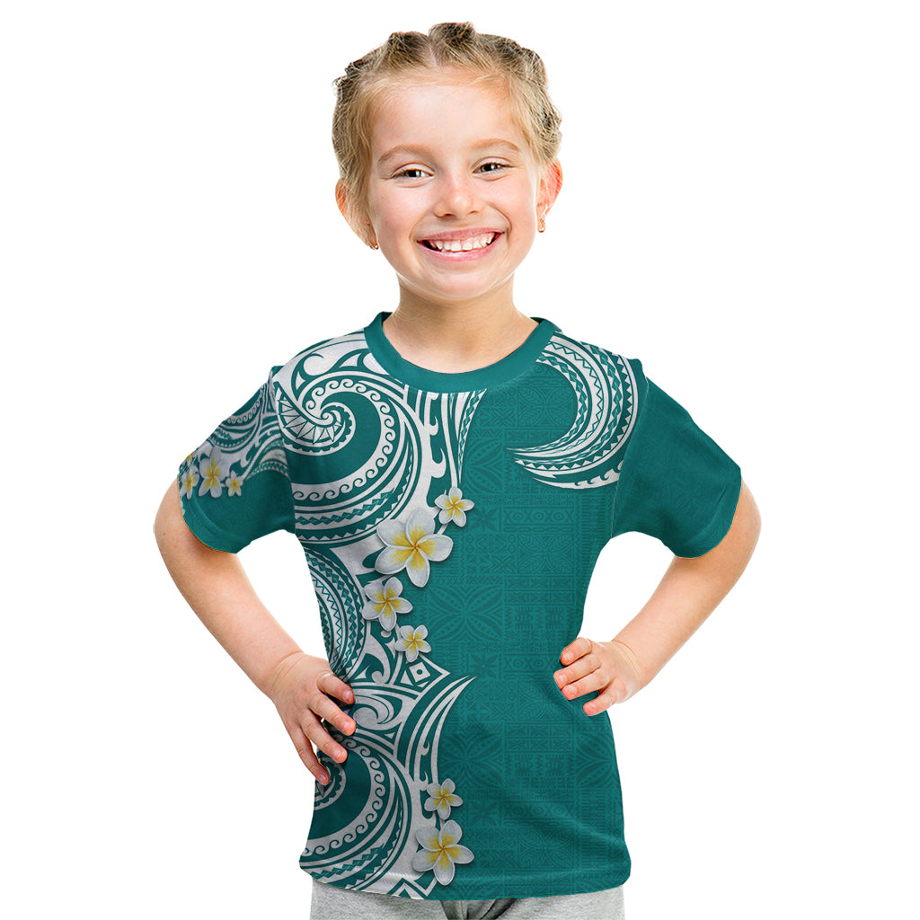 Aloha Polynesian Plumeria Flower Kid T Shirt Teal Color LT03 Teal - Polynesian Pride
