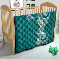 Aloha Polynesian Plumeria Flower Quilt Teal Color